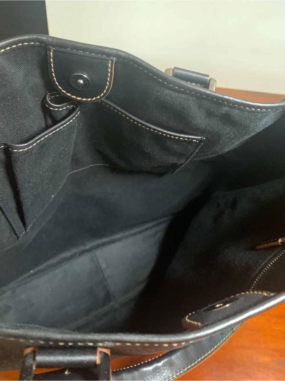 Celine Macadam Tote Handbag Black Canvas Leather